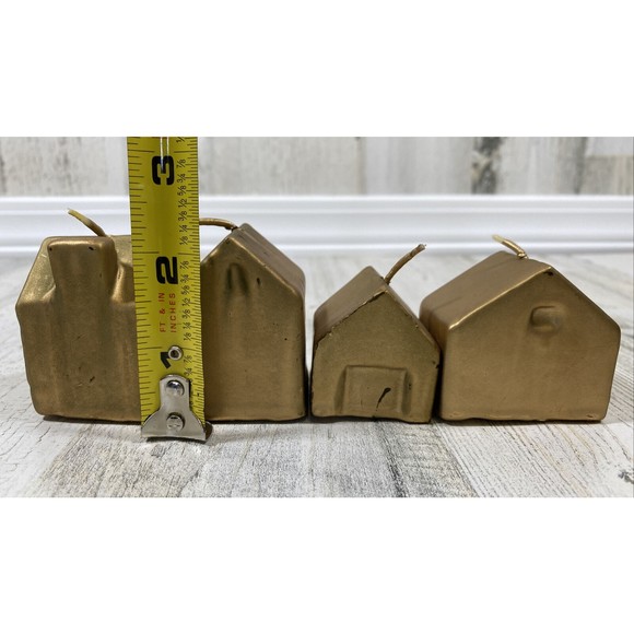Vtg Crate & Barrel 4 Village Candles Bronze Gold Minimalist MCM Staging Holiday - Picture 7 of 7